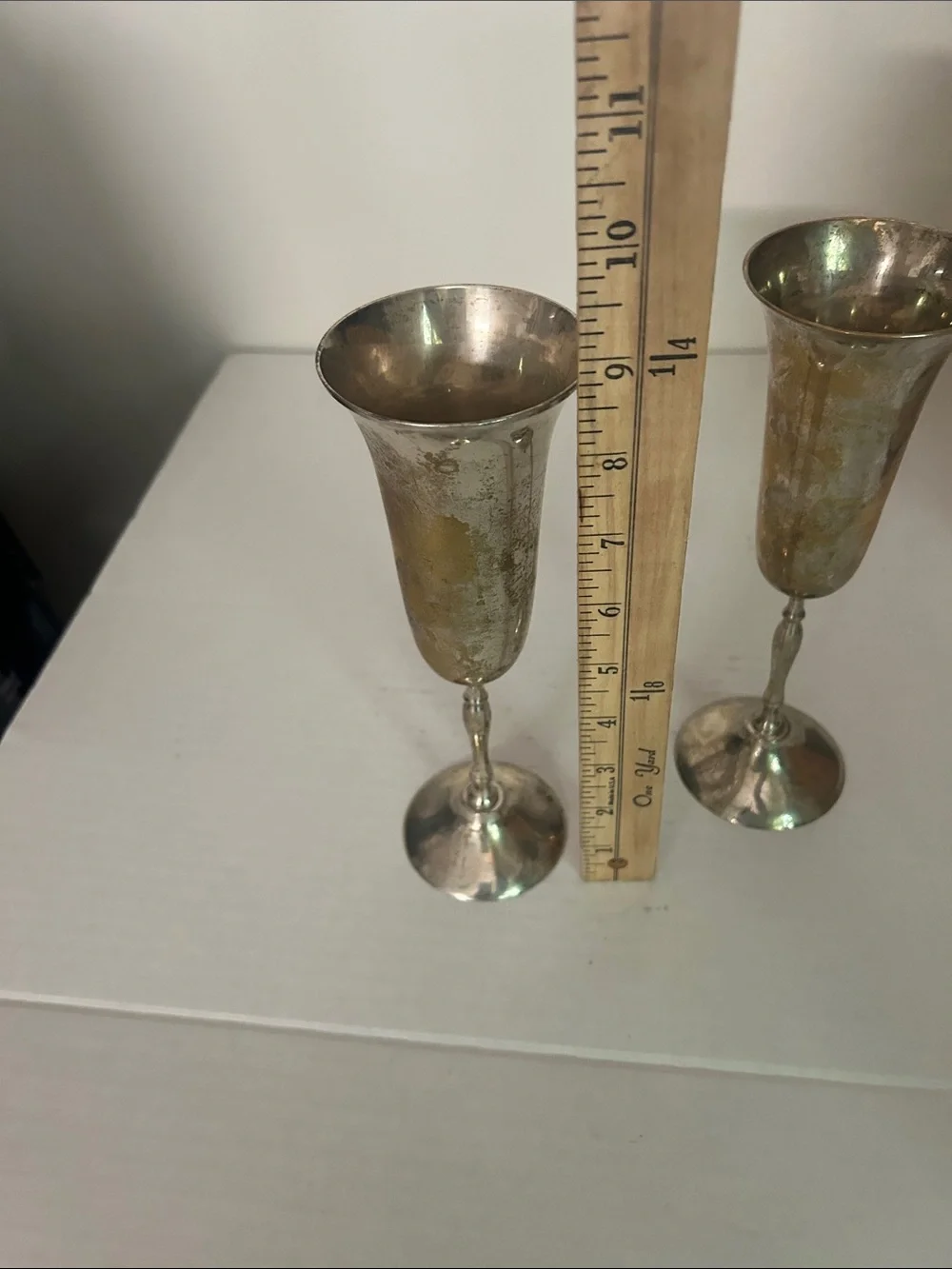 Silver-Tone Fluted Champagne Flutes - Pair